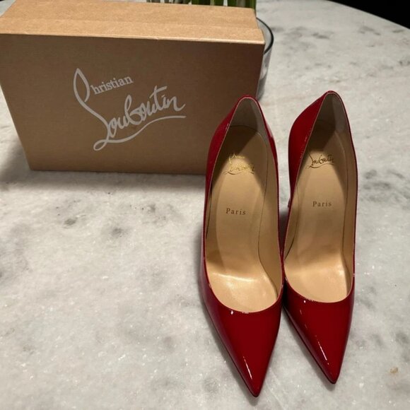 New Christian Louboutin Kate 100 Red Patent Heels w/ Receipt - Picture 2 of 11
